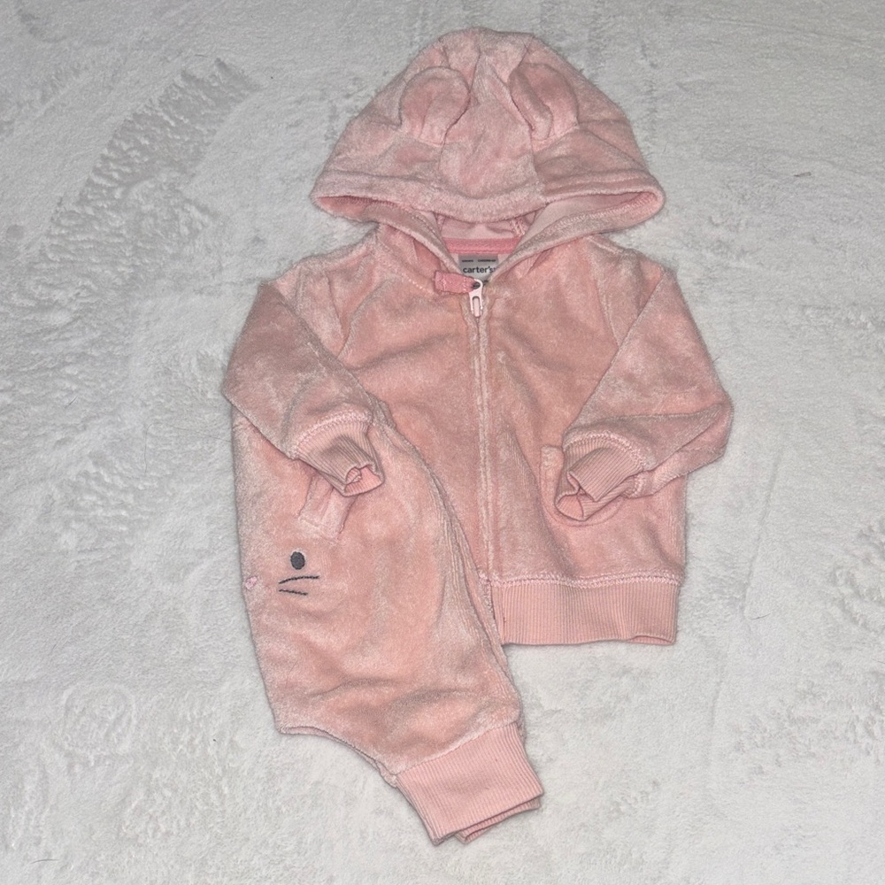 Baby Pink Plush Hoodie & Jogger Set